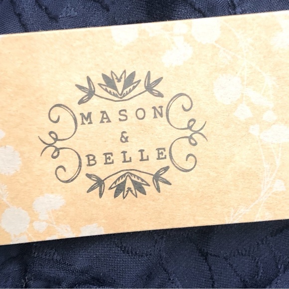 Mason & Belle navy blue long sleeve v notch layered lace look pullover blouse M - Picture 10 of 13